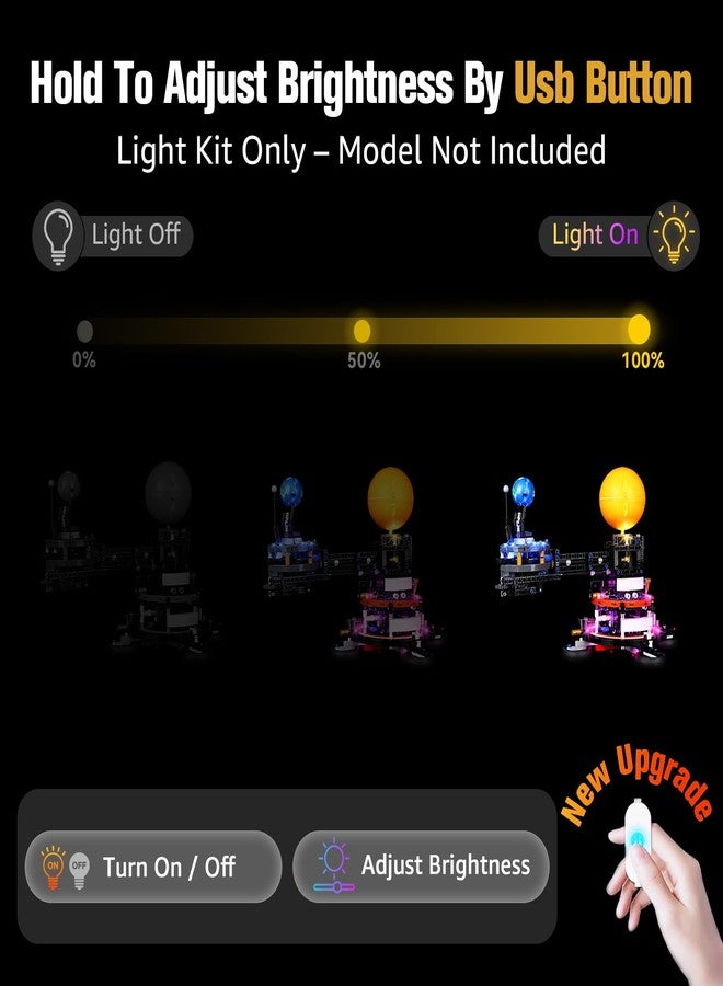 BrickSoul LED Light Up Kit Compatible with Lego Planet Earth and Moon in Orbit 42179 Building Set, Upgrade Wired Dimmable Lighting Accessories for Lego Fans, Not Included 42179 Mode - Image 3
